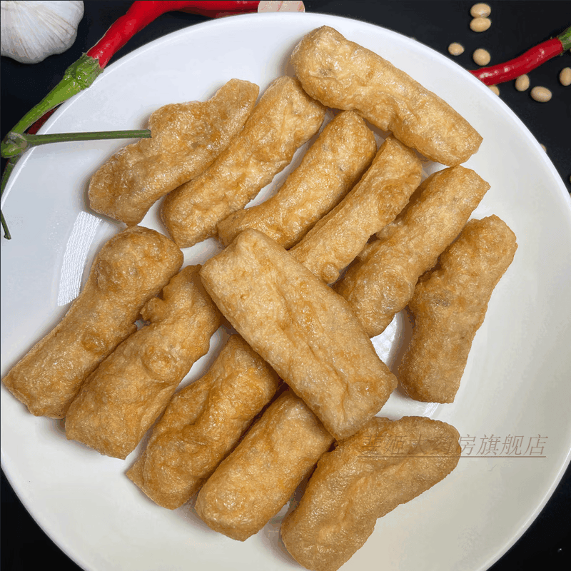 豆腐泡攸县长条油豆腐湖南特产空心豆泡新鲜纯手工豆制品麻辣烫火
