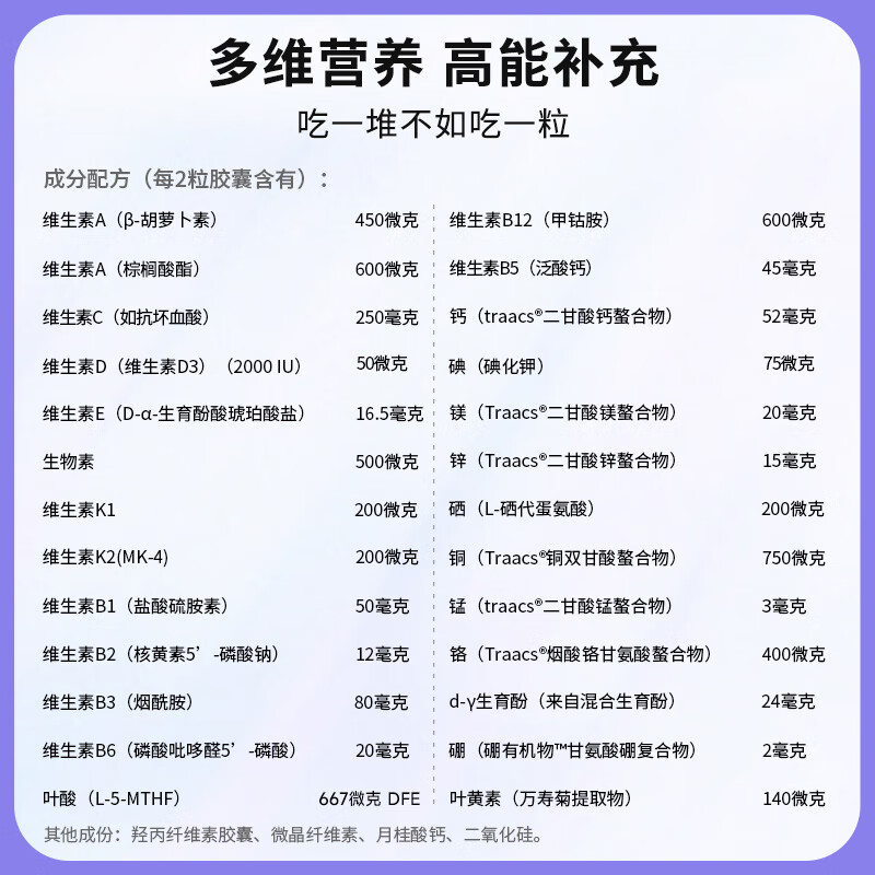 THORNE基本营养素胶囊26种复合维生素矿物质ABCD营养均衡60粒VM2NC