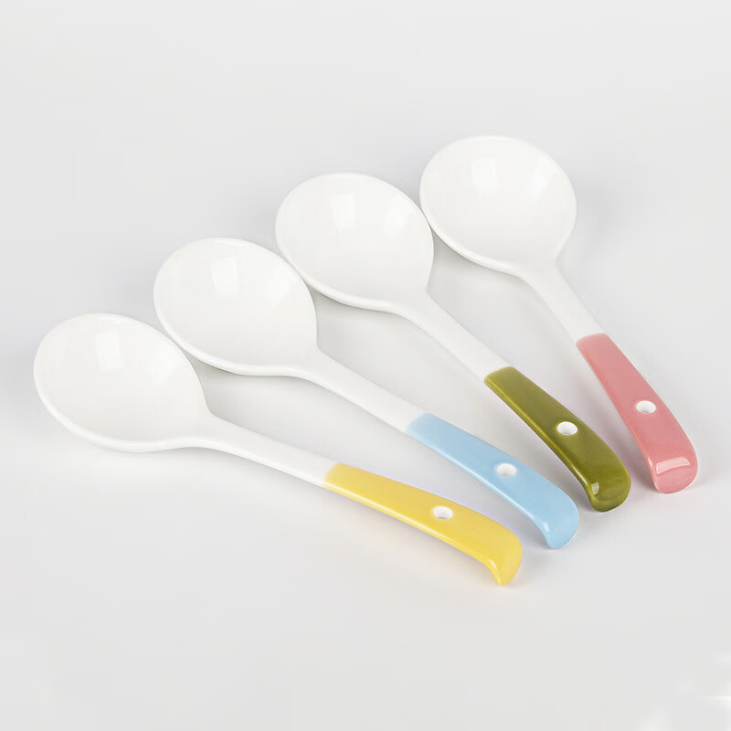 順祥陶瓷勺子可愛(ài)小湯勺家用網(wǎng)紅ins風(fēng)調(diào)羹湯匙高顏值飯勺長(zhǎng)柄勺 4色裝【4只裝】