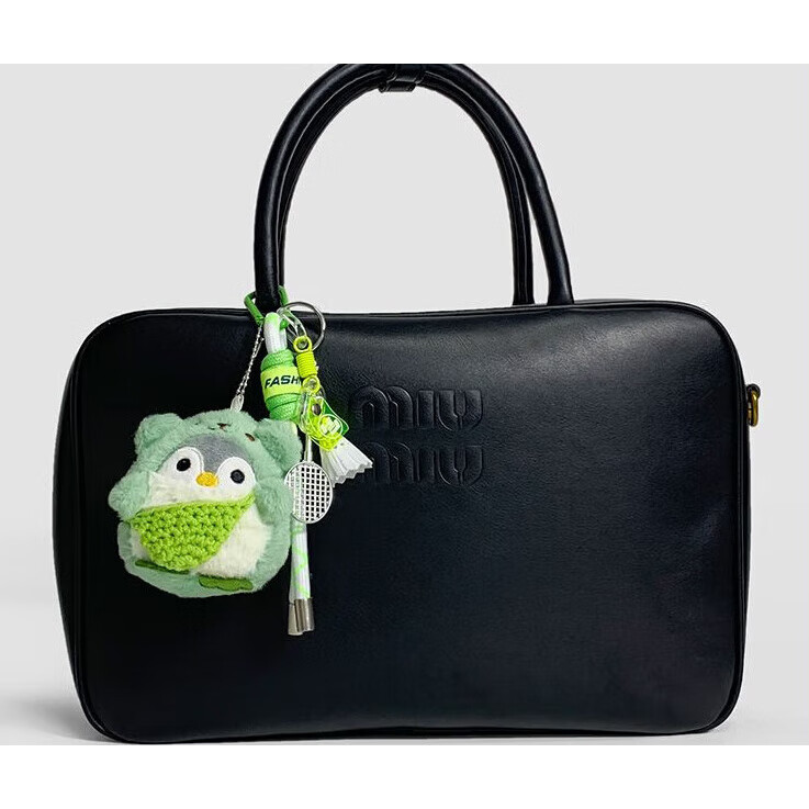 迪士尼(Disney)可爱毛绒小企鹅玩偶背书包包羽毛球挂件公仔挂饰情侣钥匙扣感 【材质升级/更柔和】玩偶绿企鹅+羽毛球+挂绳 无规格