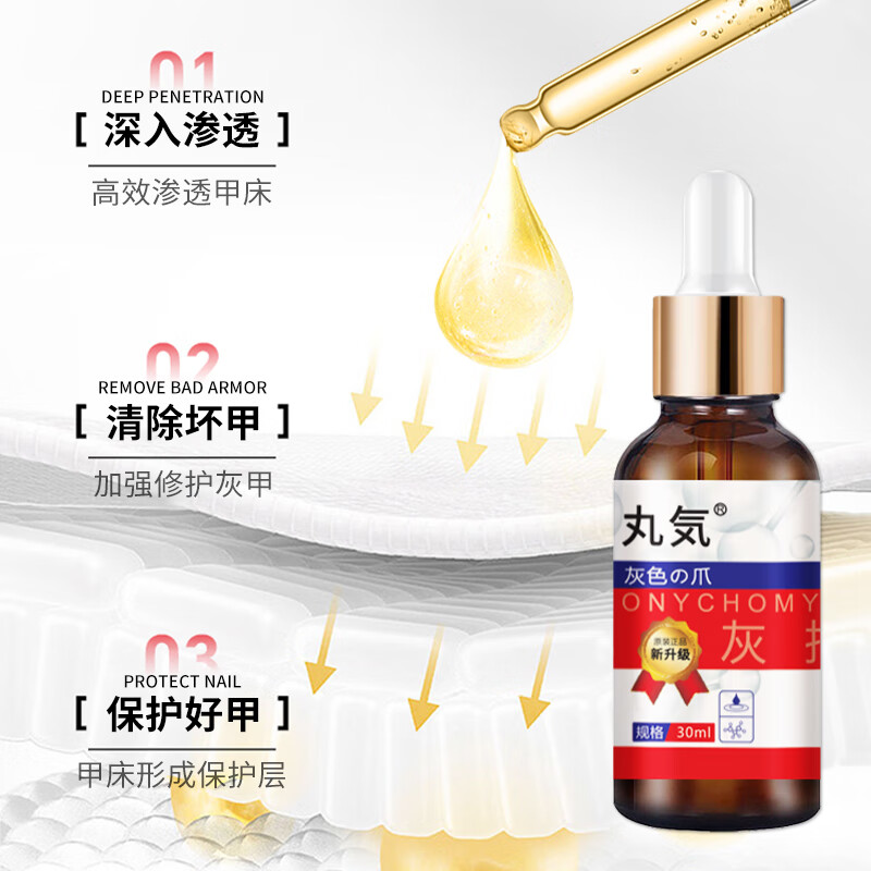 丸気灰指甲膏药指甲真菌感染灰甲净抑菌液医用黄甲灰甲坏甲专用正品 两瓶装