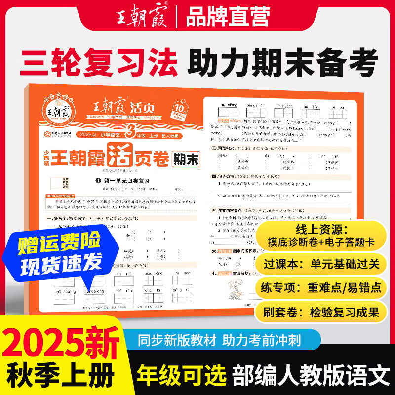 王朝霞2025新版上册一二三四五六年级王朝霞期末活页试卷真题卷各地期末试卷活页卷好题黄冈小状元达标卷期末冲刺100分AB卷2025下册 语文(部编人教版) 二年级2025上册