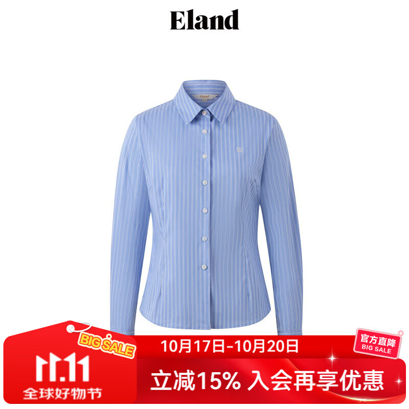 ELAND衣恋衬衫女学院风棉感舒适修身显瘦休闲上衣2025冬季新款 蓝色(50)Blue S 160