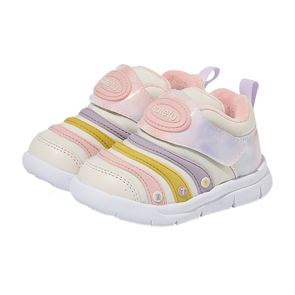 卡特兔宝宝学步鞋婴幼儿棉鞋男女童秋冬加绒保暖运动鞋1-5岁毛毛虫童鞋 黄粉(加绒) 25 内长15.5cm 脚长14.3-14.9