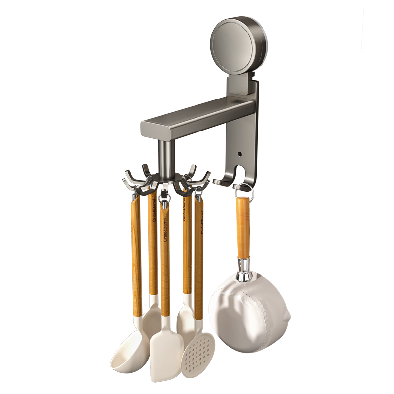 吉百居廚房旋轉強力吸盤(pán)掛鉤免打孔壁掛粘鉤鏟子勺子菜板收納架鍋鏟