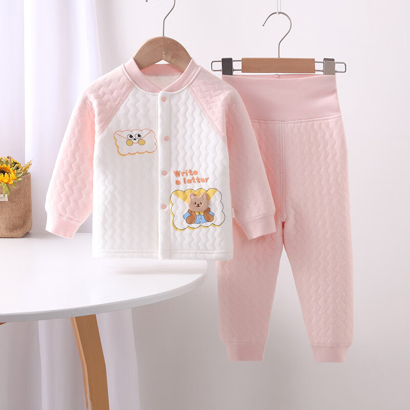 安贝九彩鸟新生儿婴儿分体套装秋冬保暖纯棉三层夹棉男女宝宝衣服外套家居服 蓝色【保暖两件套】-高腰 73 cm 8-10个月【偏大】17-21斤