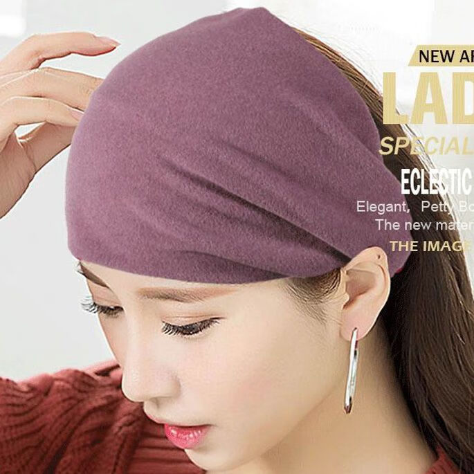 发带宽边女秋冬保暖头套防风外出遮白发碎发洗脸发箍发卡 紫罗兰毛呢