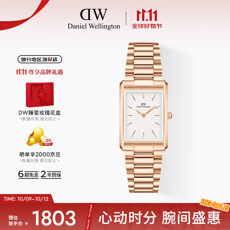 丹尼尔惠灵顿（DanielWellington）dw女表 Bound系列摩登方盘女士腕表送女友节日礼物DW0010069