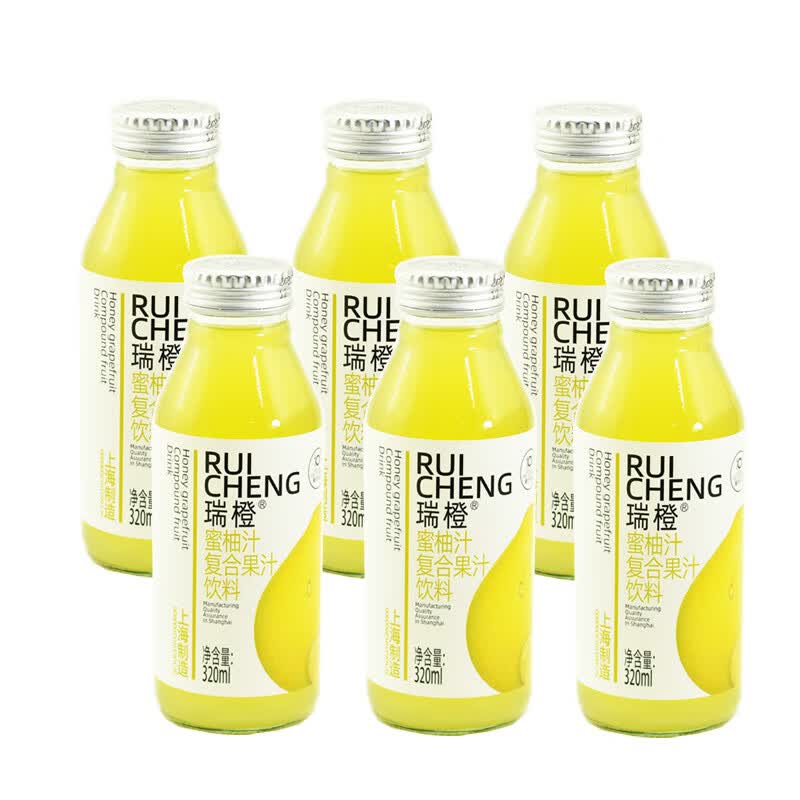 瑞橙瑞橙复合果汁饮料 320ml 玻璃瓶 蜜柚味6瓶