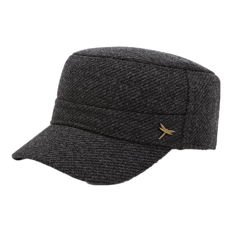 紅蜻蜓（RED DRAGONFLY）中老年帽子男冬季爸爸加絨護耳鴨舌帽老人防風(fēng)保暖爺爺老頭平頂帽