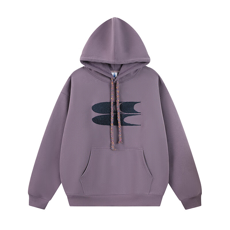 Crying center 哭喊中心 秋冬连帽毛巾绣logo彩点抽绳加绒加厚卫衣 苍紫色 XS