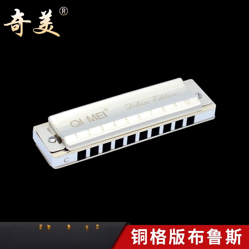 奇美銅格版布魯斯口琴10孔初學(xué)者學(xué)生用演奏級十孔藍調口琴 銅格版布魯斯