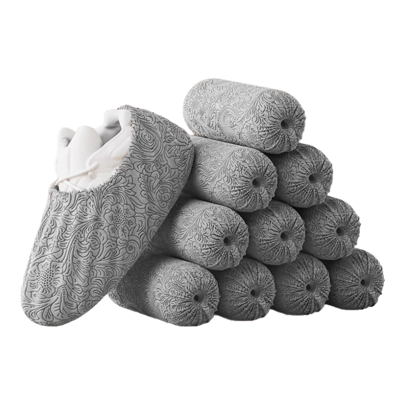 百草園一次性鞋套家用室內(nèi)客人加厚特厚耐磨防水防滑無紡布透氣專用腳套 鳳尾紋【淺灰色】加厚鞋套 600只裝 (多件優(yōu)惠)