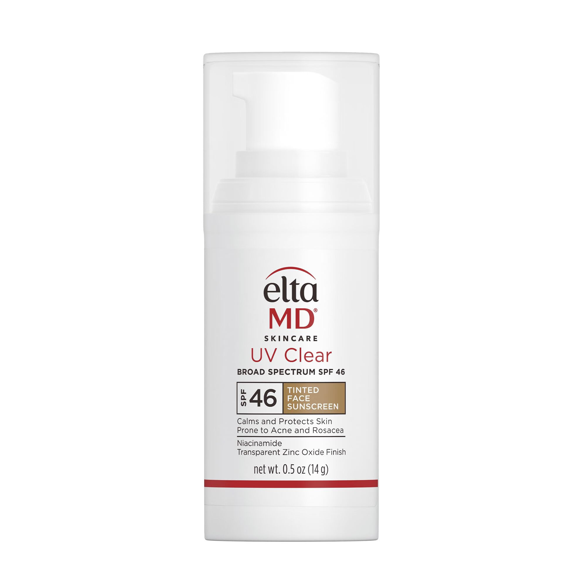 Elta MD SPF46有色面部防晒乳 氧化锌无油配方 敏感肌痘肌适用 烟酰胺 有色 0.5 盎司 0.5 Fl.Oz (约 14 ml) * 1 件装