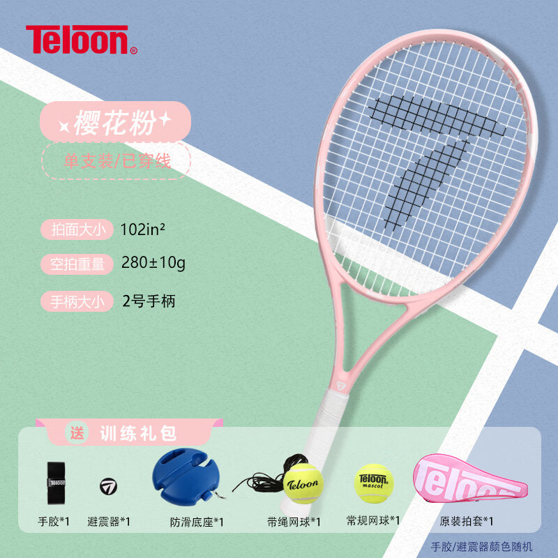 天龙（Teloon）网球拍带线回弹网球初学者训练器大学生男女单人自打套装 MARK IX（2号柄）含初学套装