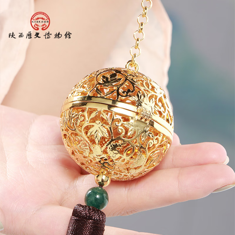 陕西歴史博物館陕历博唐葡萄花鸟纹香囊文创汉服挂件镂空车载挂饰商务礼物伴手礼 葡萄花鸟纹香囊（不带支架）