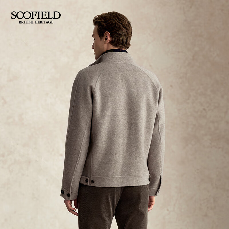 Scofield男士25秋季新款立领毛呢外套冬季保暖风衣英伦风休闲百搭夹克上衣 卡其色 L (175)