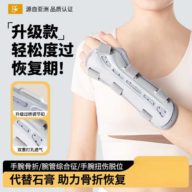 通用腕关节固定支具手腕掌骨固定器护腕护手夹板支具扭伤tfcc护具 成人款(左手)普通快递 【TFCC康复期专用】 S