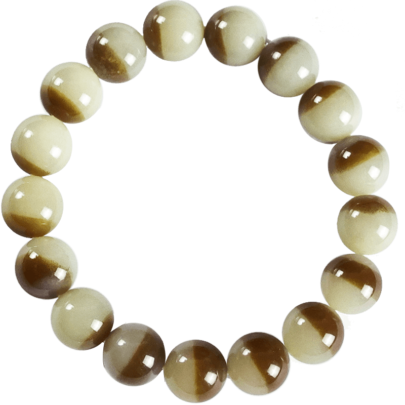 玉緣和田玉新疆且末山料半糖白玉圓珠手鏈珠徑約12毫米精美揚州玉器廠