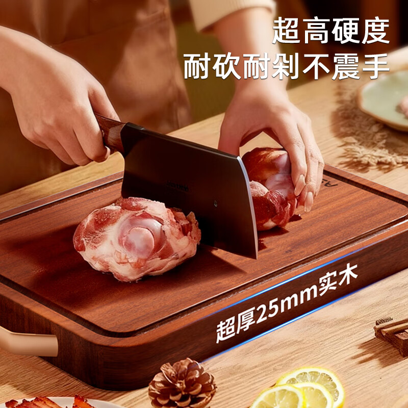 艾仕可(ASCOR)乌檀木菜板抗菌防霉家用食品级实木砧板厨房专用双面切菜案板粘板 【进口整木乌檀木】耐砍抗菌 双面适用3-4人 中号