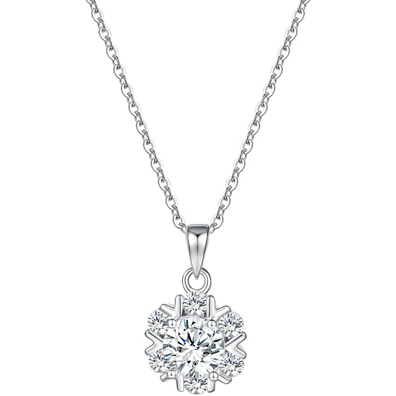 老凤祥S925银六围一锆石银项链时尚简约轻奢风节日礼物送女友老婆 S925银六围一锆石纯银项链