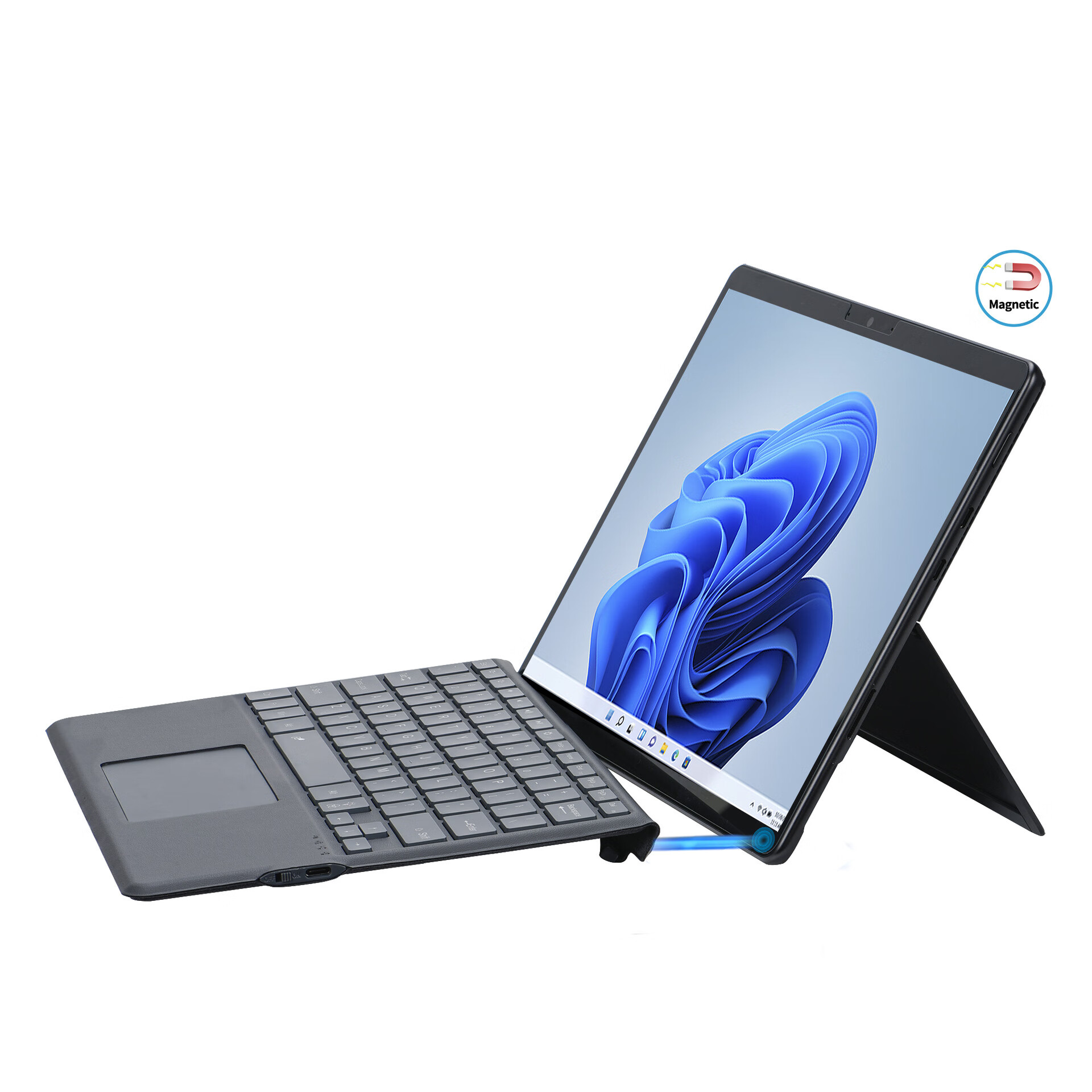 适用于微软SurfacePro8键盘SurfaceProX键盘盖surfacepro电脑键盘 surface键盘(七彩背光版深灰色 ForsurfacePro8/9/10/11/X