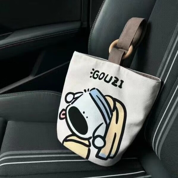 【厂家现发】便携手提袋电动车挂包帆布水桶包可爱水桶型上班包宝 收纳挂包-耳环狗子-1个