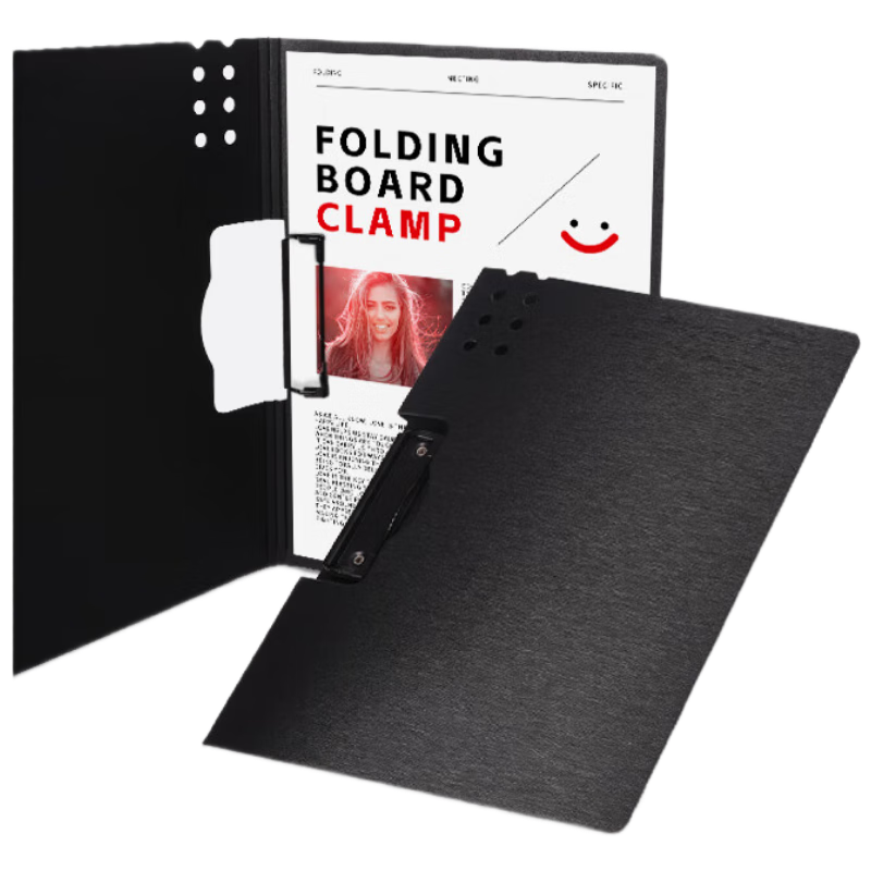 西玛（SIMAA）A4横式折页板夹文件夹 书写板夹会议夹写字板诗朗诵签约塑料夹板 试卷资料收纳夹 黑色8476