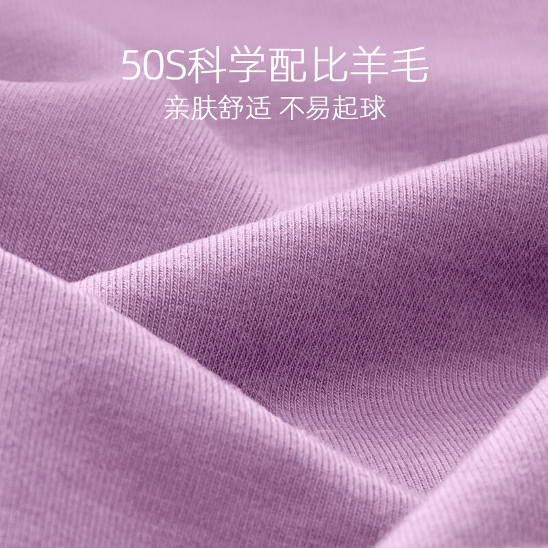 金利来女士保暖内衣女羊毛轻薄圆领简约基础打底秋衣秋裤保暖套装 黑色 M