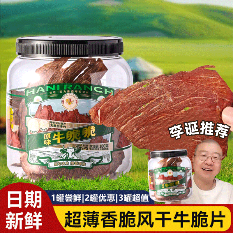寻香牧场哈尼牧场牛脆脆风干牛肉干超干牛肉片牛肉脆片牛肉脆零食内蒙特产 爆款原味100g