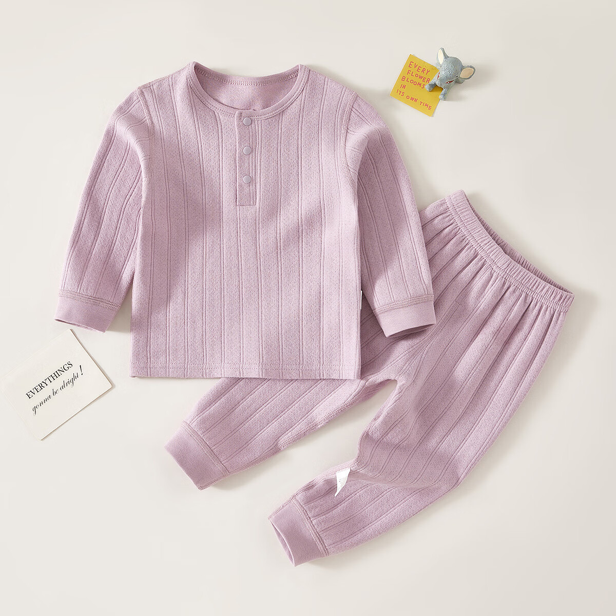 宝宝套装秋季纯棉打底衣婴儿衣服a类长袖秋衣秋裤睡衣分体家居服 雾蓝秋衣套装 100