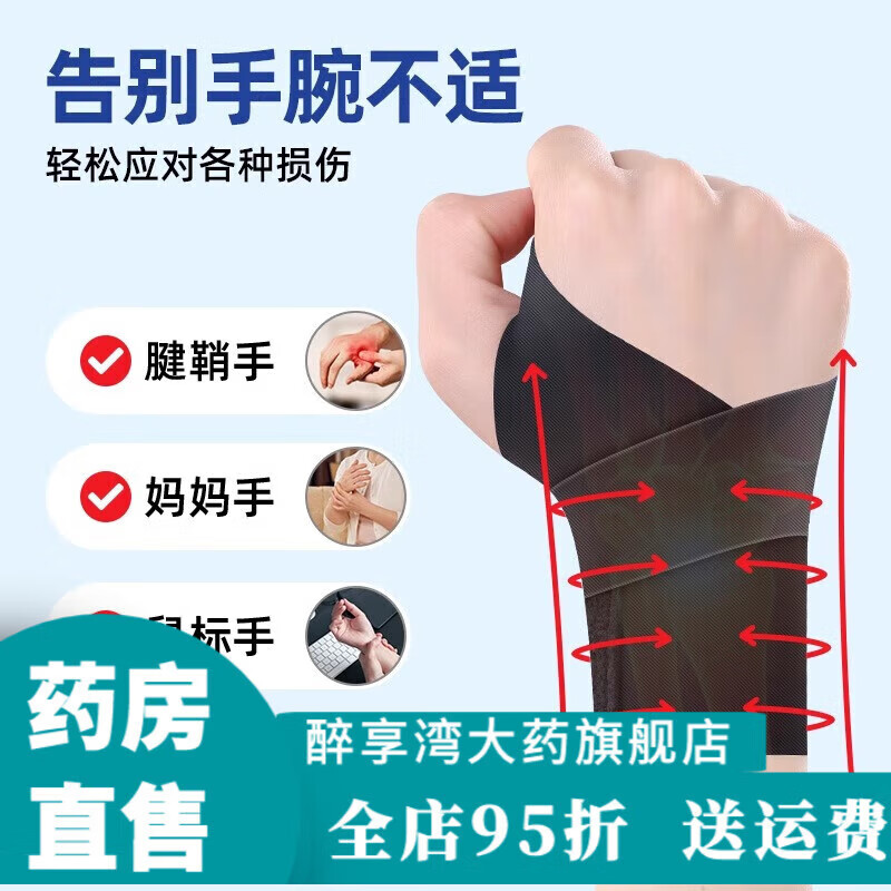 通用卓晨腱鞘炎护腕 专用运动扭伤劳损固定带男女键盘手护手套 均码  均码 、【左手】医用品质透气
