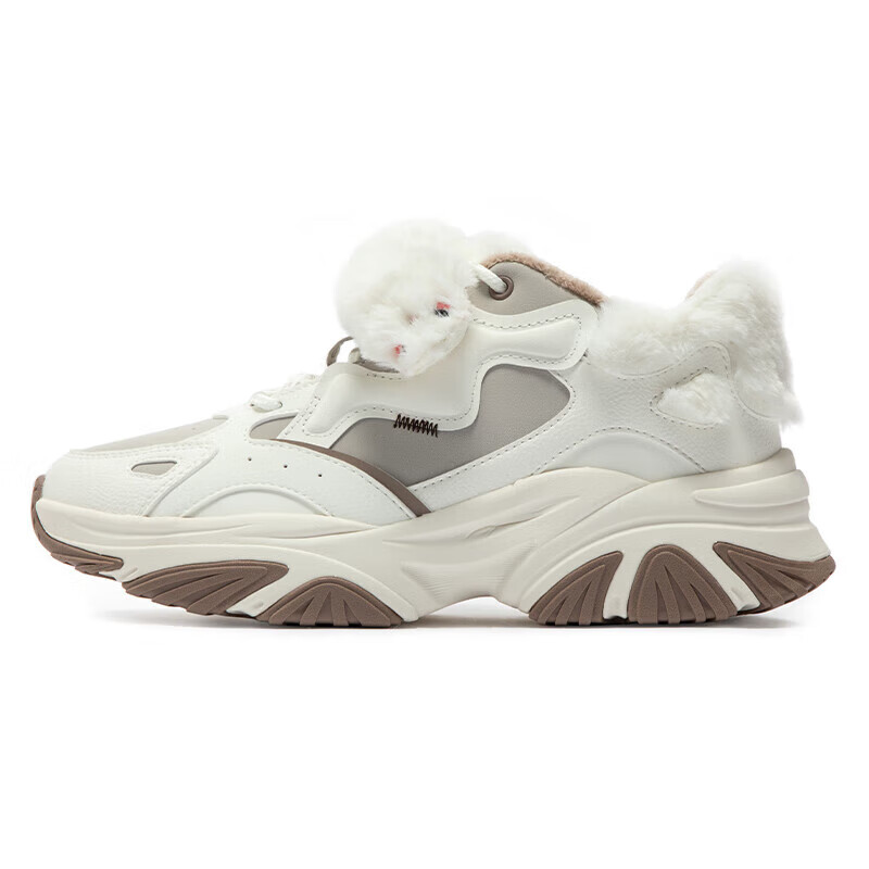 361°女鞋运动鞋百搭舒适缓震耐磨跑步文化休闲鞋子女 羽毛白/浮石色【6703B加绒】 38