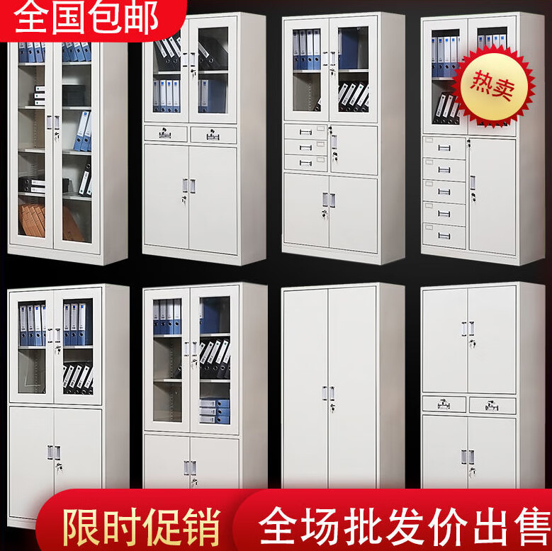 海诗圣堡钢制办公室文件柜铁皮凭证资料柜档案柜员工更衣柜带锁矮柜储物柜 防锈/单节柜 冷轧钢-美观家用款