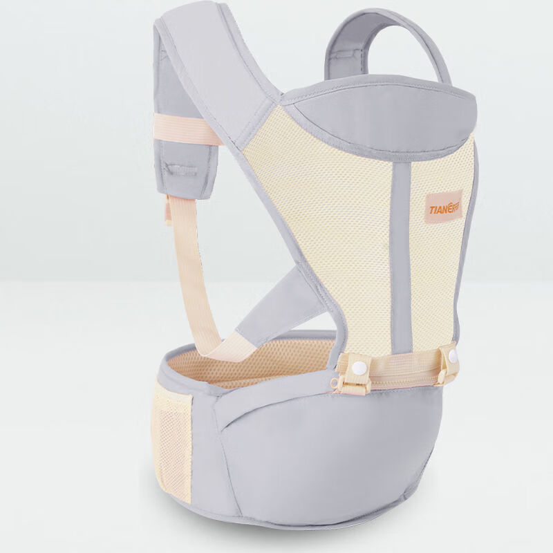 天而嬰兒背帶腰凳前抱式簡易抱娃坐凳夏季透氣新生兒寶寶母嬰用品 天而58淺灰網(wǎng)