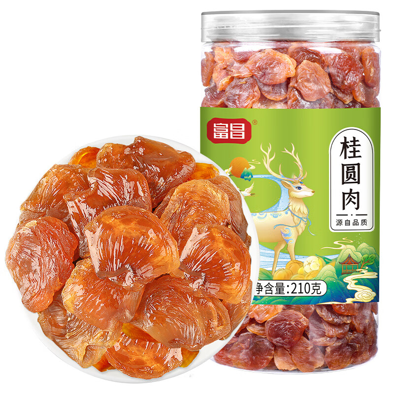 富昌 紅棗蓮子 桂圓肉 桂圓干灰棗蓮子羹原料 山楂干胎菊沖泡茶飲 桂圓肉210g*2（罐）