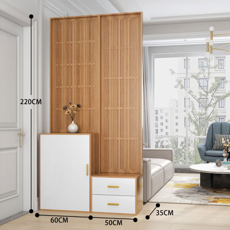 木馬人入戶(hù)正對門(mén)屏風(fēng)隔斷2024年新款玄關(guān)柜鞋柜一體現代簡(jiǎn) 高220寬110深35(組合柜)