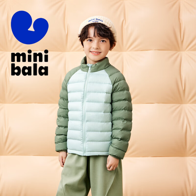 迷你巴拉巴拉【三防】男女童防风保暖亲子羽绒服宝宝立领羽绒外套 粉绿40317 170