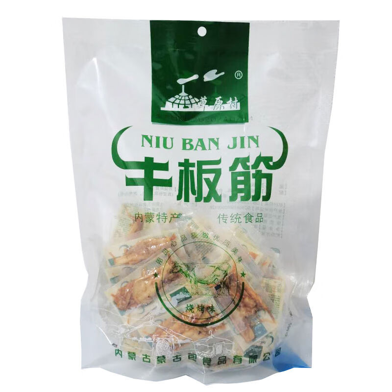 草原村牛板筋500g辣條獨(dú)立小包裝內(nèi)蒙古香辣燒烤牛板筋零食特產(chǎn) 燒烤味
