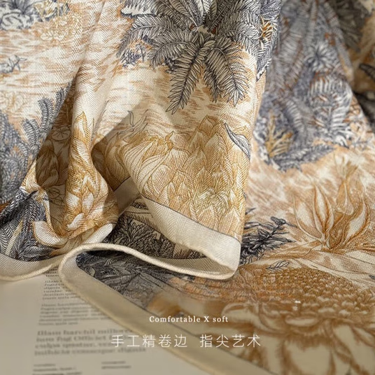 BGUG【镇店之宝】轻奢羊毛围巾女秋冬季款雨林双面异色丝巾圣诞节礼物 雨林福宝【礼盒精装】 中方巾63*63