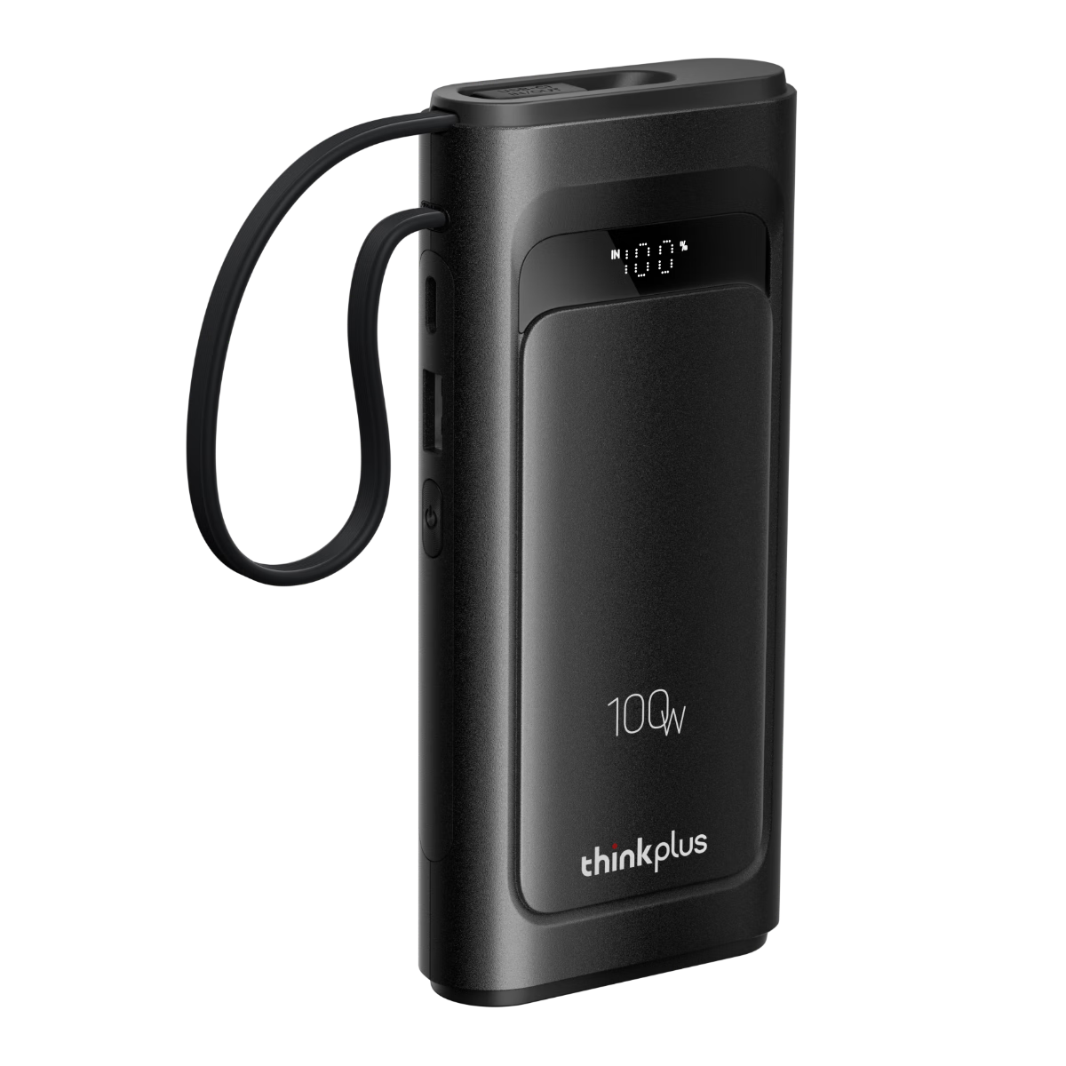 ThinkPlus联想【3C认证可上飞机】100W自带线充电宝10000毫安大容量快充移动电源适用苹果17华为小米笔记本