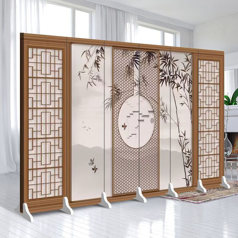 海诗圣堡新中式屏风隔断客厅遮挡折叠移动养生馆饭店家用办公室可折叠折屏 新中式（1） 1扇画布（高0.3米宽0.3米）