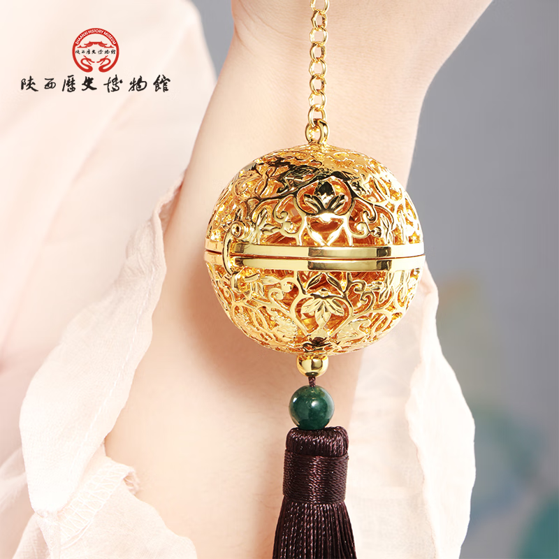 陕西歴史博物館陕历博唐葡萄花鸟纹香囊文创汉服挂件镂空车载挂饰商务礼物伴手礼 葡萄花鸟纹香囊(不带支架)