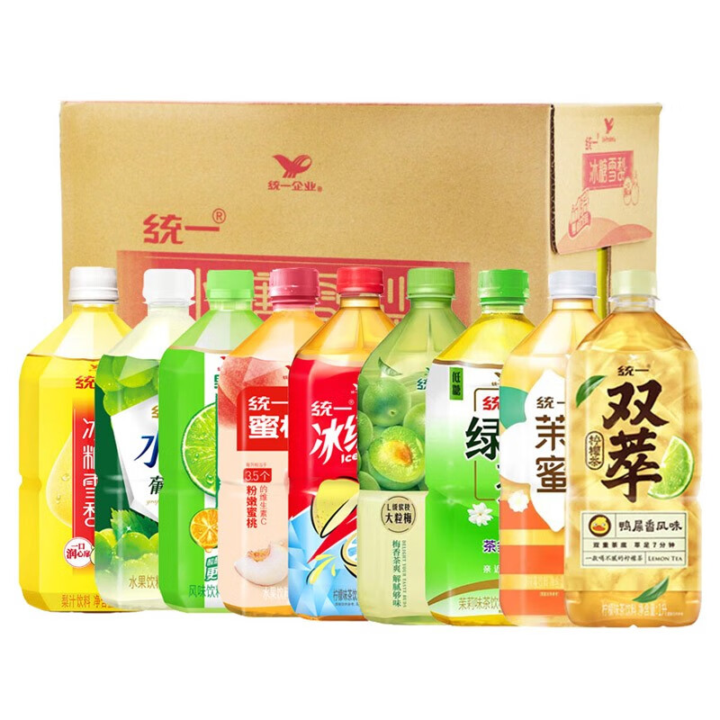 统一饮料1l瓶装青梅茉莉金桔蜜桃葡萄1升果味夏季休闲饮品 统一饮料