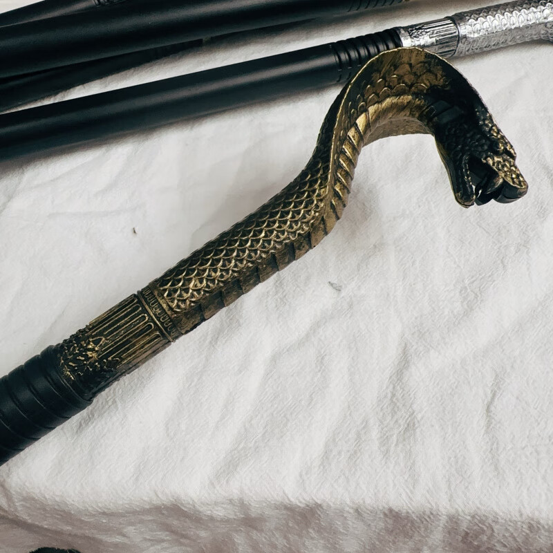 蛇杖王子骷髅权杖魔法巫师手杖国王拐杖魔杖 古铜金蛇头权杖约115厘米