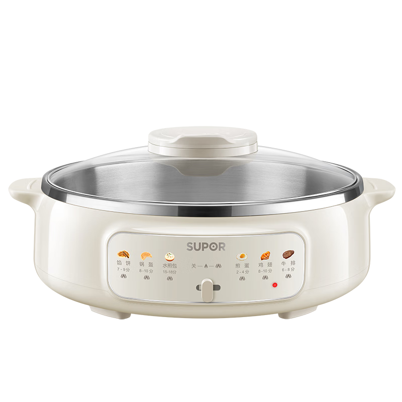 苏泊尔（SUPOR）电饼铛 0涂层 不锈钢电饼档家用 煎饼锅烤肉锅 烙饼锅早餐机煎烤机火锅煮锅 60mm加深 JT30A819