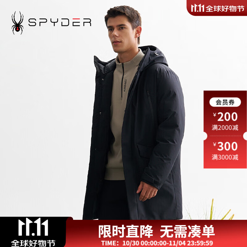 SPYDER秋冬新品男子MOUNTAIN LIFE 保暖舒适休闲羽绒服24MF217M 黑色 L