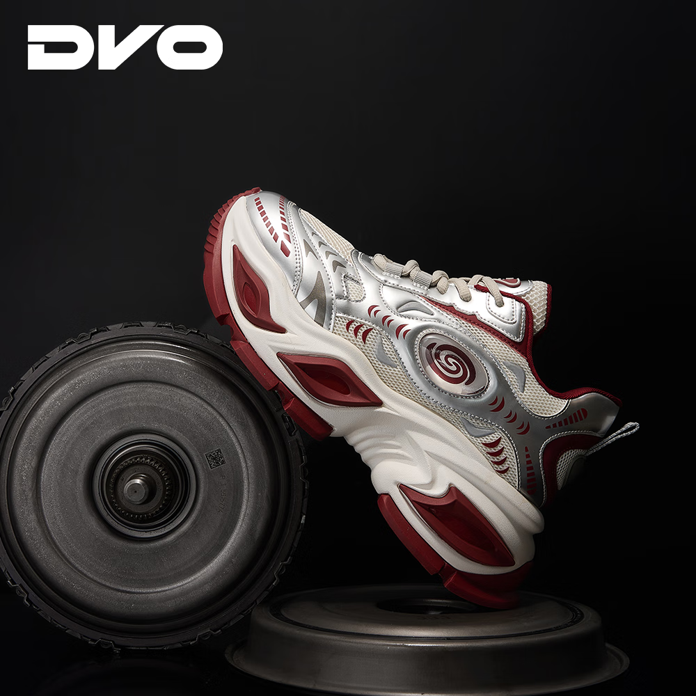 DVO10CM隐形增高鞋男款潮流春季爆款银色加绒厚底减震老爹鞋运动潮鞋 红色 42 男码