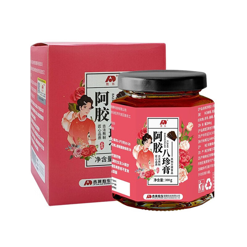 敖东阿胶八珍膏300g含蜂蜜桂圆大枣枸杞子重瓣红玫瑰茯苓桑椹阿胶冰糖 1盒装