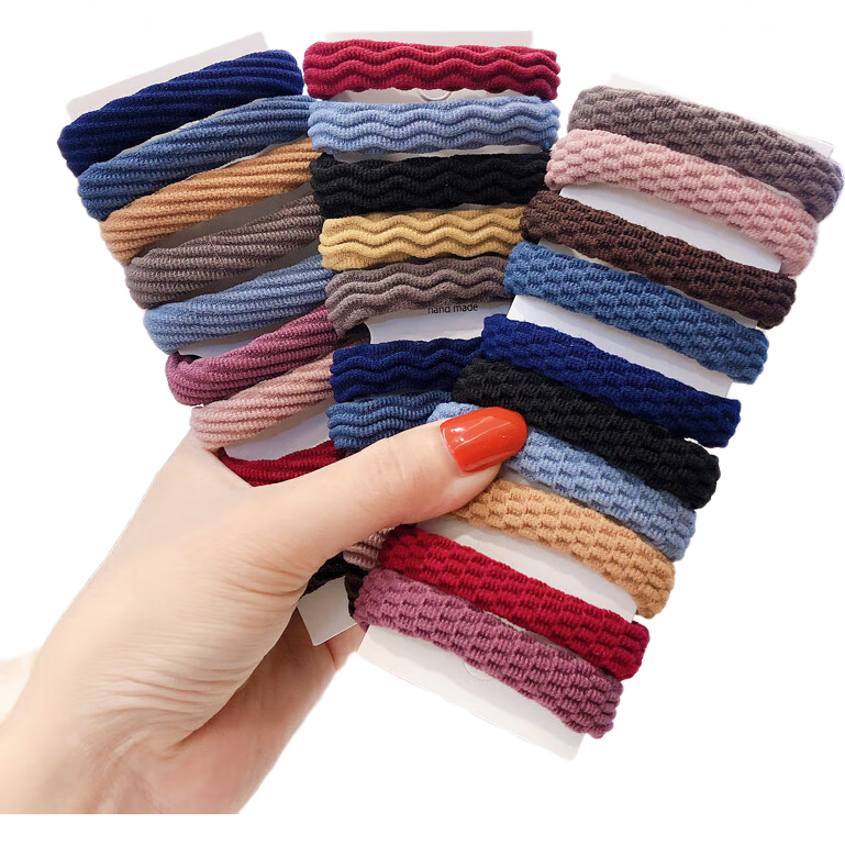 【百万销量】加粗高弹力基础发圈韩版简约扎头发毛巾头绳 毛巾圈花型随机-5根装